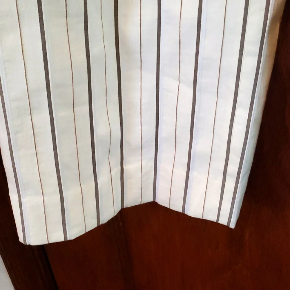 Banana Republic Wide Leg Linen Blend Cream Striped Trousers Size 10p